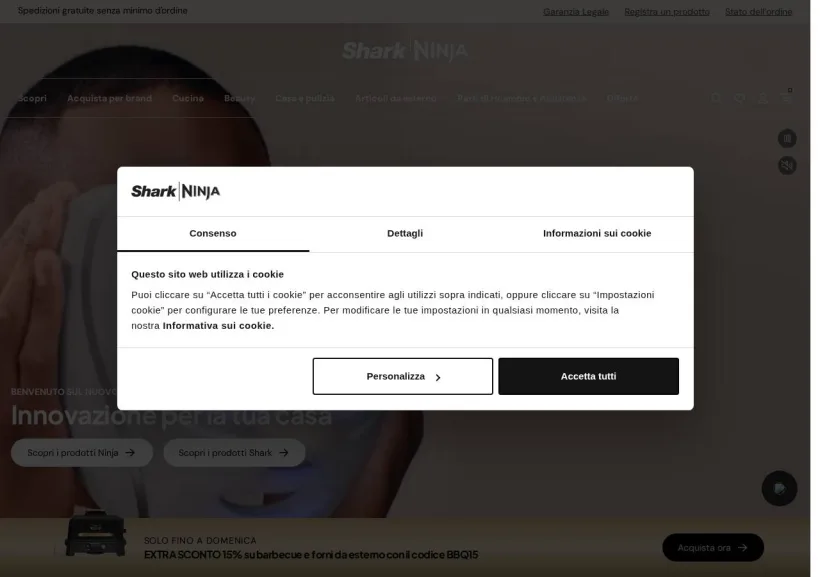 Schermata della pagina offerta di Ninja Kitchen
