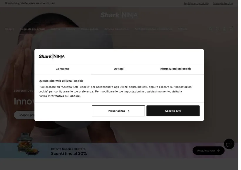Schermata della pagina offerta di Ninja Kitchen