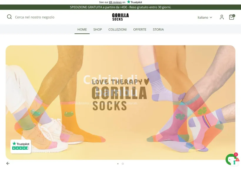 Schermata della pagina offerta di Gorilla Socks