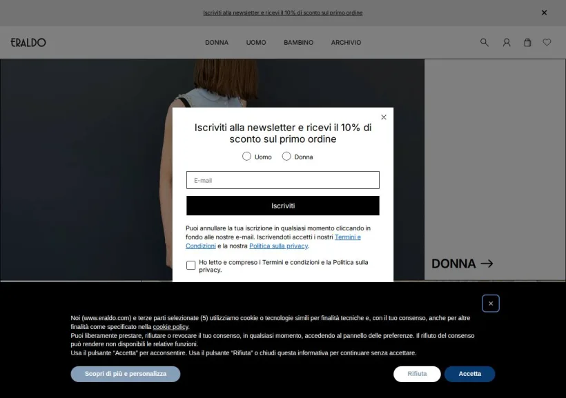 Schermata della pagina offerta di Eraldo
