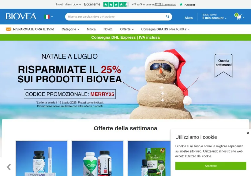 Schermata della pagina offerta di Biovea