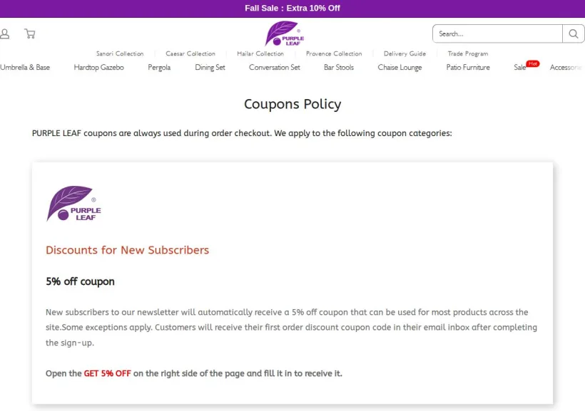 Schermata della pagina offerta di purpleleaf.it