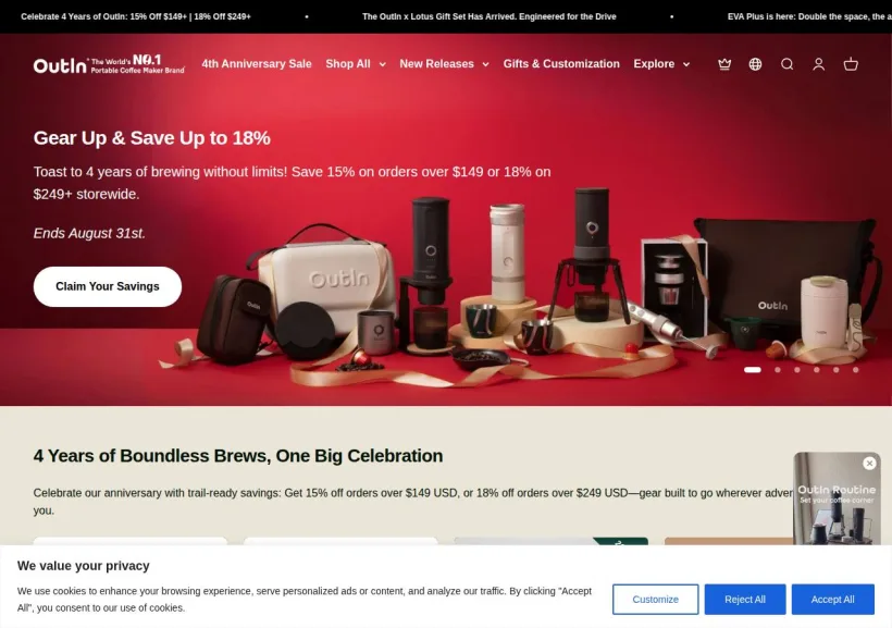 Schermata della pagina offerta di OutIn