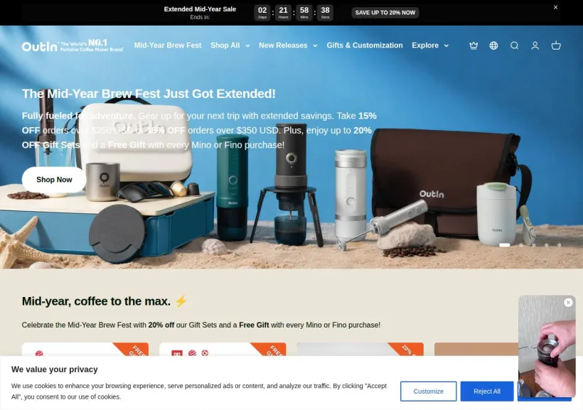 Schermata della pagina offerta di OutIn
