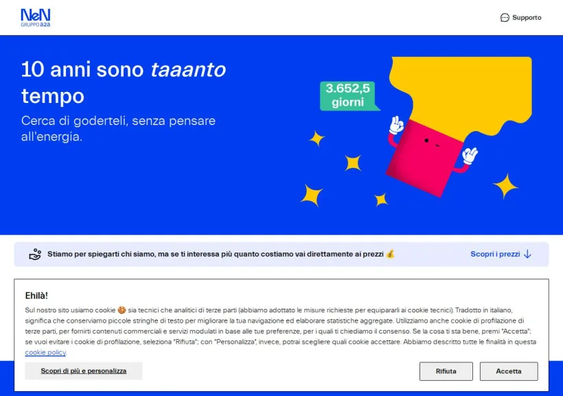 Schermata della pagina offerta di NeN
