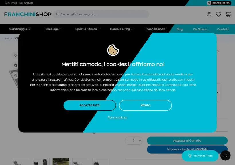 Schermata della pagina offerta di Franchini Shop