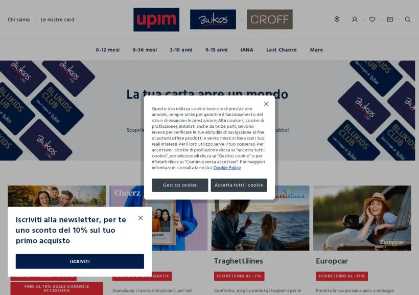 Schermata della pagina offerta di Blu Kids