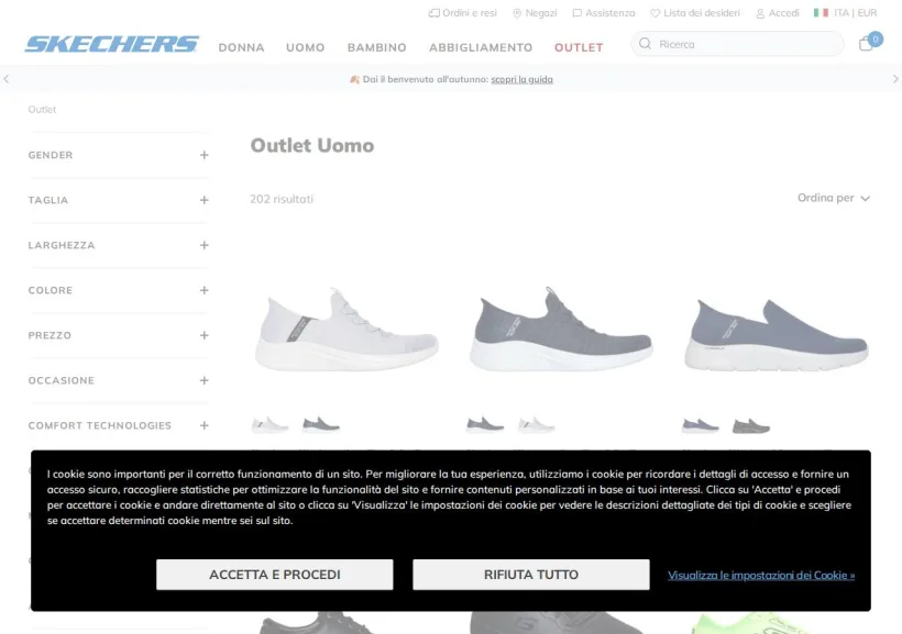 Schermata della pagina offerta di Skechers