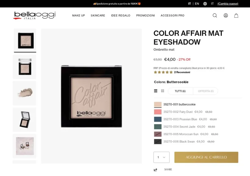 Schermata della pagina offerta di bellaoggi