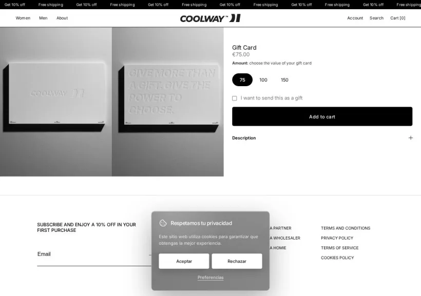 Schermata della pagina offerta di Coolway