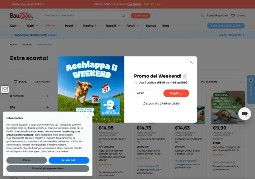 Schermata della pagina offerta di Bauzaar