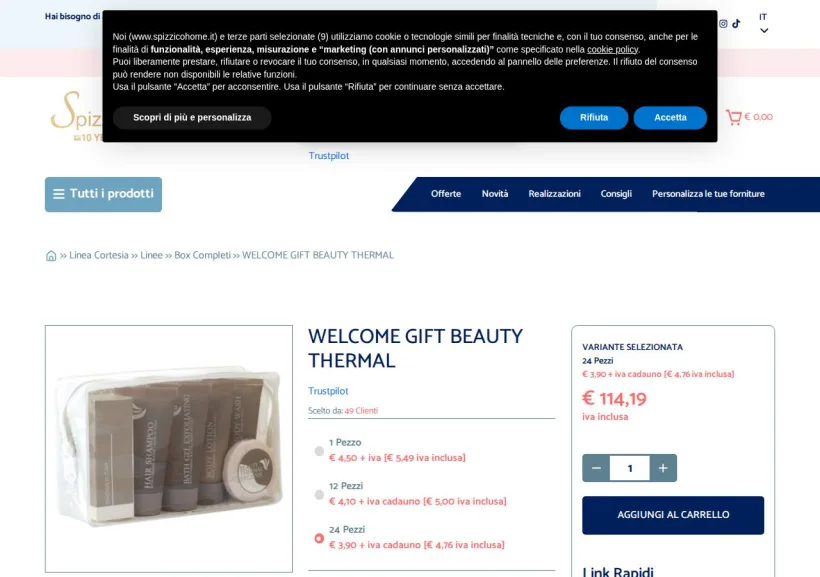 Schermata della pagina offerta di Spizzico Home