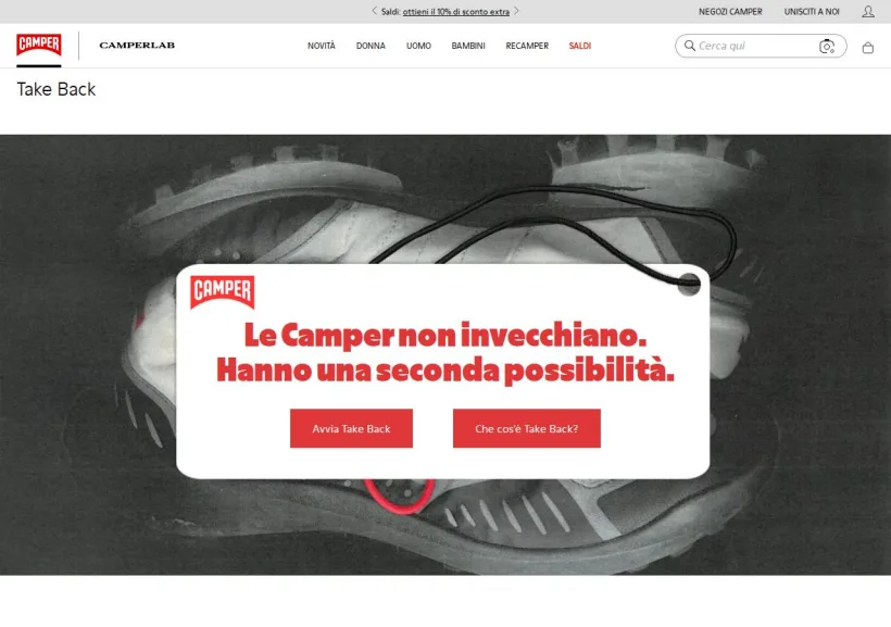 Schermata della pagina offerta di Camper