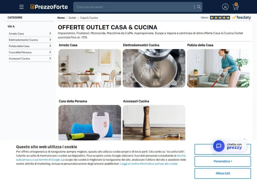 Schermata della pagina offerta di PrezzoForte