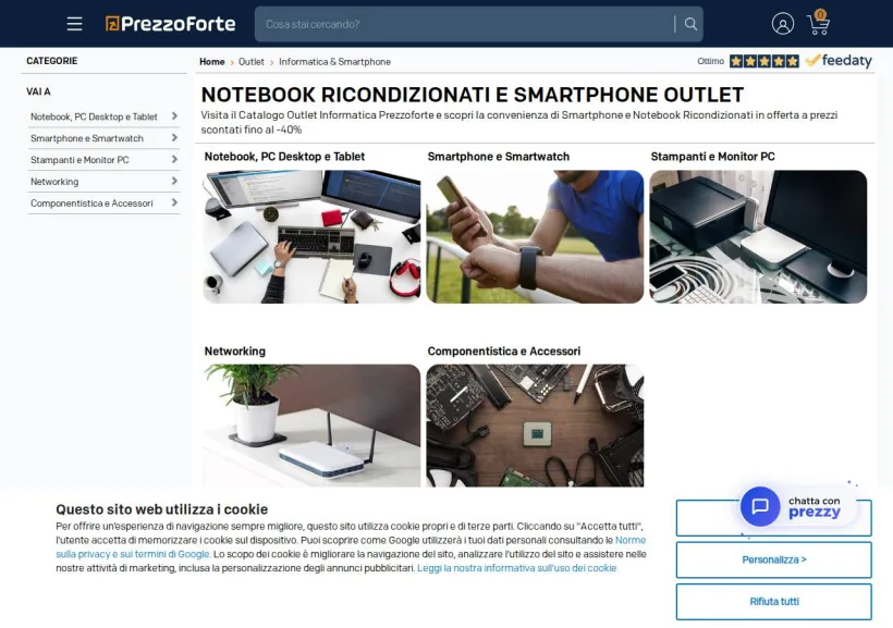 Schermata della pagina offerta di PrezzoForte