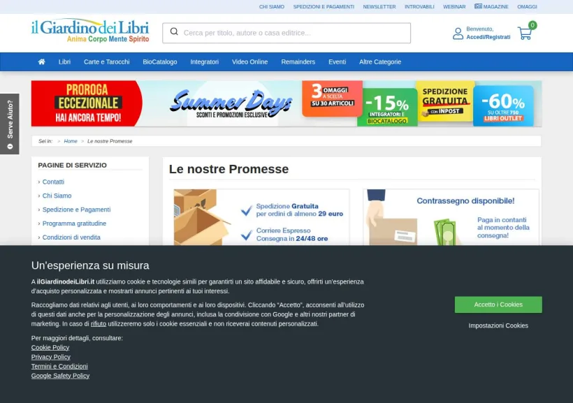 Schermata della pagina offerta di Il Giardino dei Libri