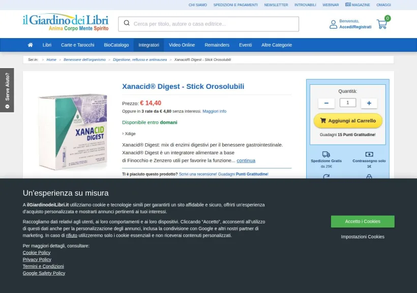 Schermata della pagina offerta di Il Giardino dei Libri