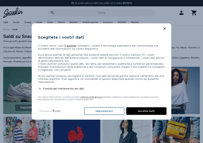 Schermata della pagina offerta di Sneakin
