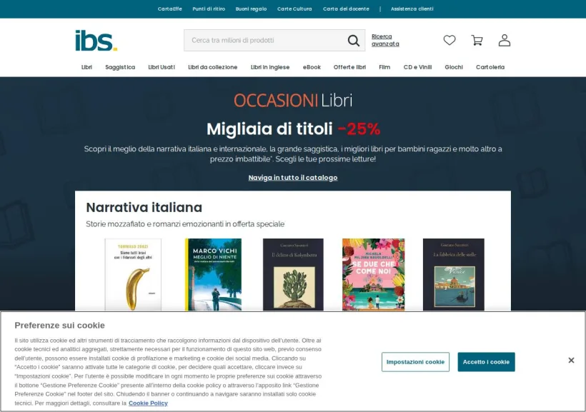 Schermata della pagina offerta di IBS