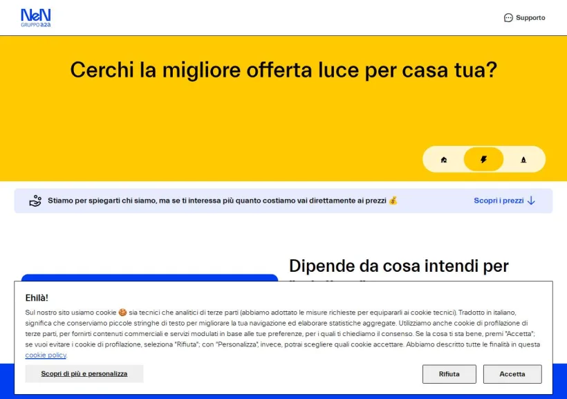 Schermata della pagina offerta di NeN