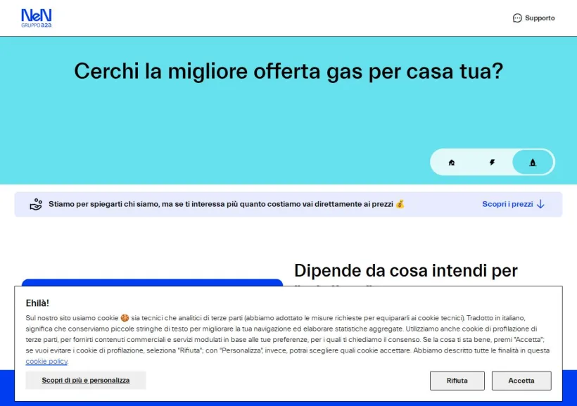Schermata della pagina offerta di NeN