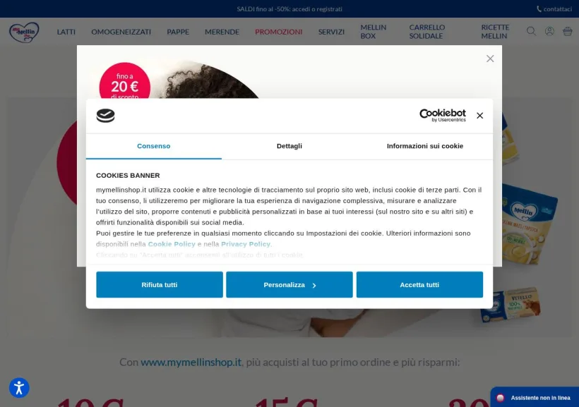 Schermata della pagina offerta di My Mellin shop