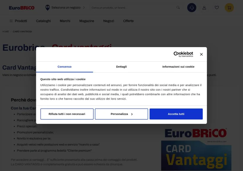 Schermata della pagina offerta di Eurobrico