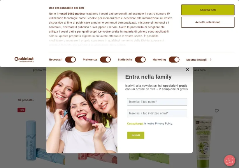 Schermata della pagina offerta di La Saponaria