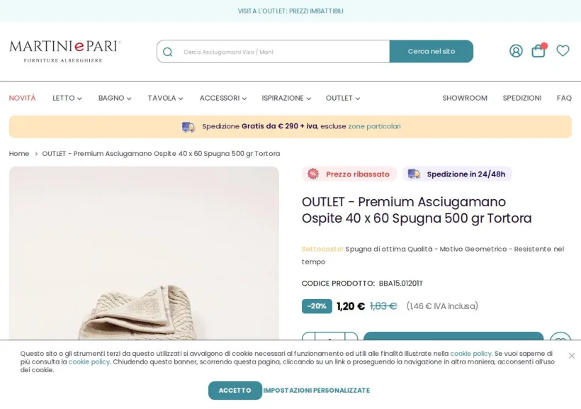 Schermata della pagina offerta di Martini e Pari