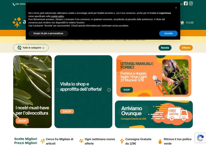 Schermata della pagina offerta di Agriden