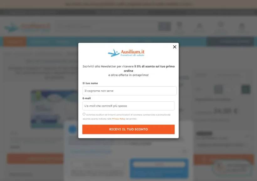 Schermata della pagina offerta di Ausilium.it