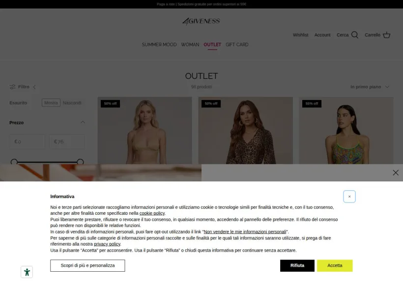 Schermata della pagina offerta di 4giveness