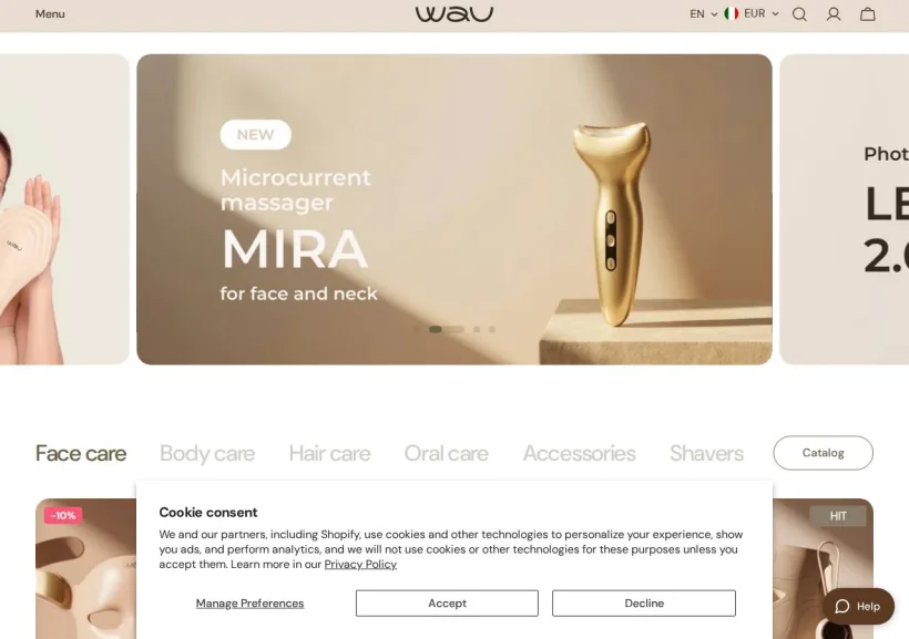 Schermata della pagina offerta di WAU