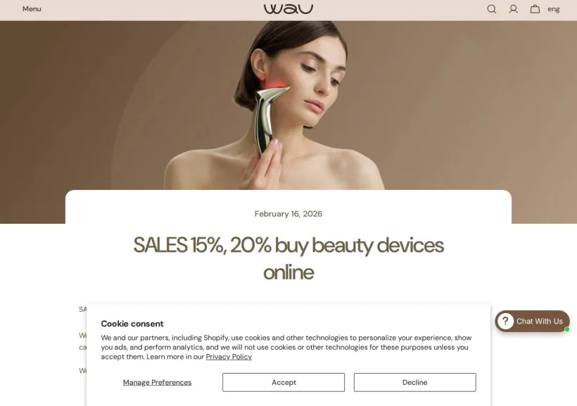 Schermata della pagina offerta di WAU