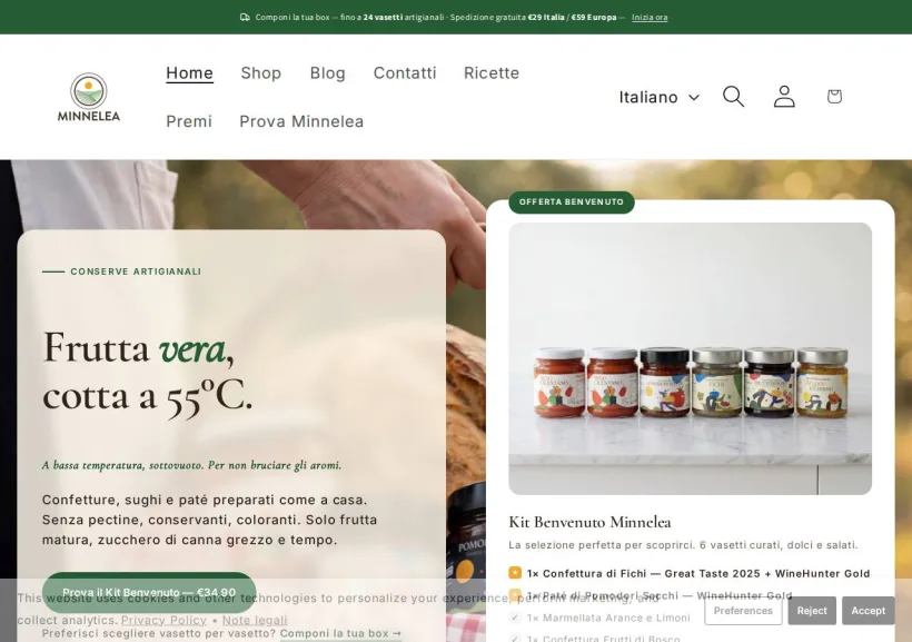 Schermata della pagina offerta di Azienda Agricola Minnelea