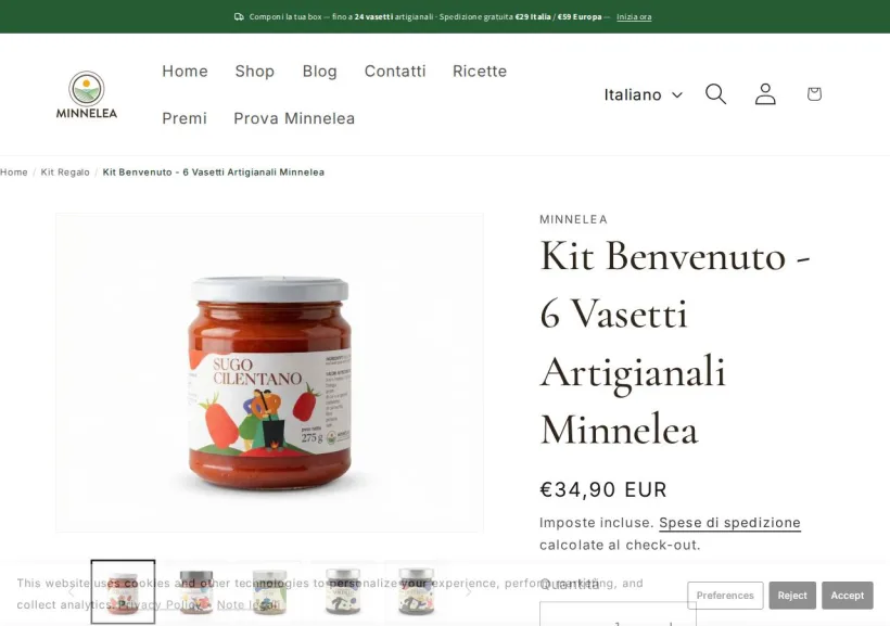 Schermata della pagina offerta di Azienda Agricola Minnelea