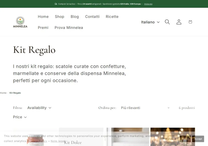 Schermata della pagina offerta di Azienda Agricola Minnelea