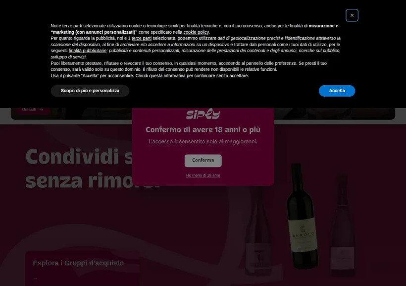 Schermata della pagina offerta di Siply