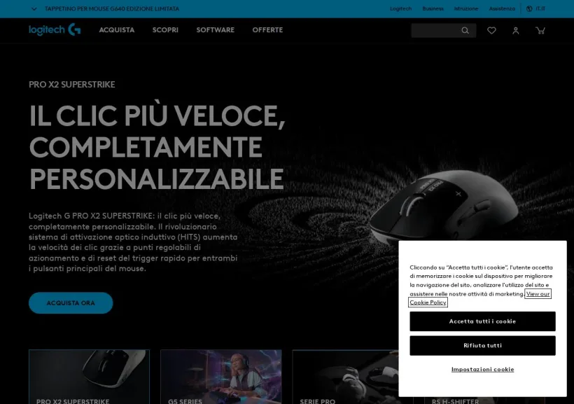 Schermata della pagina offerta di Logitech G EMEA