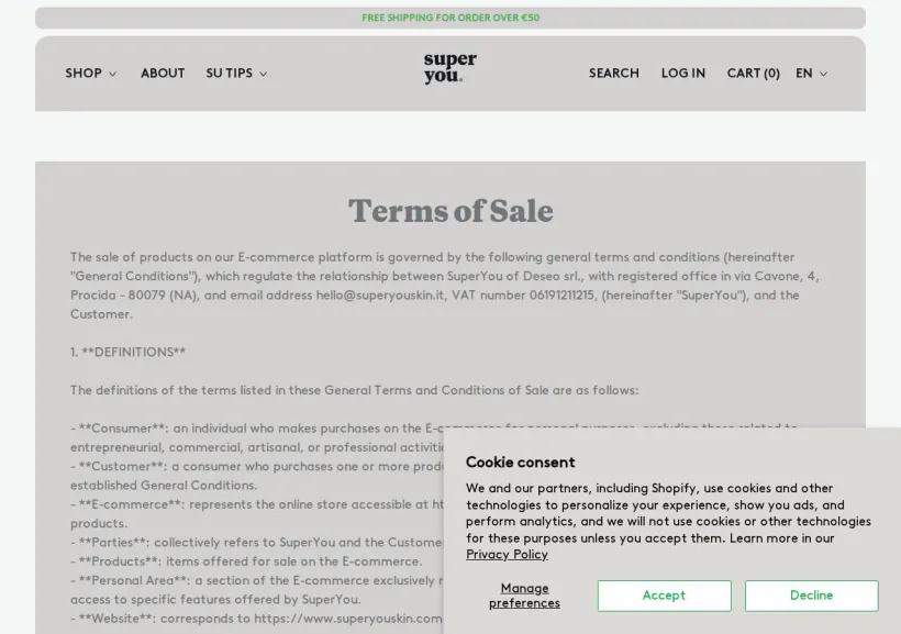 Schermata della pagina offerta di SuperYou