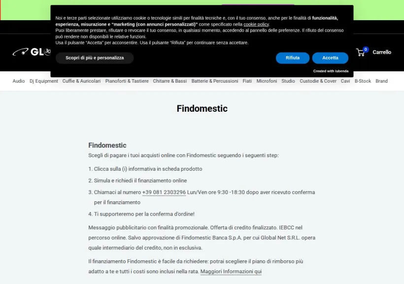Schermata della pagina offerta di GLOBAL NET