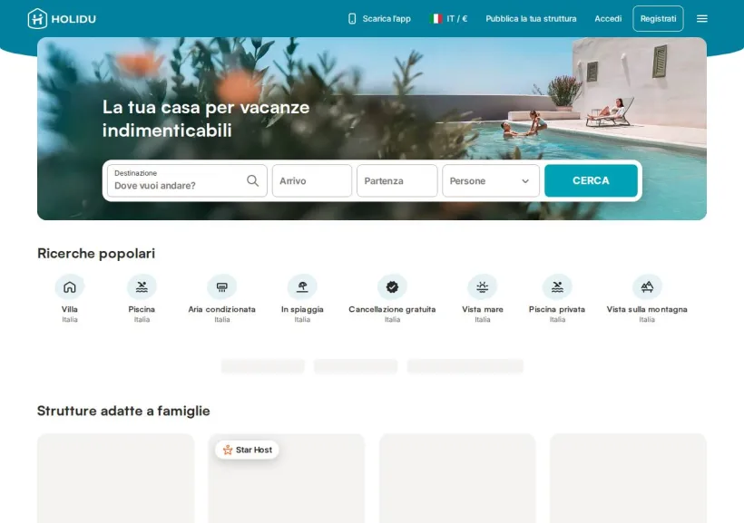 Schermata della pagina offerta di Holidu