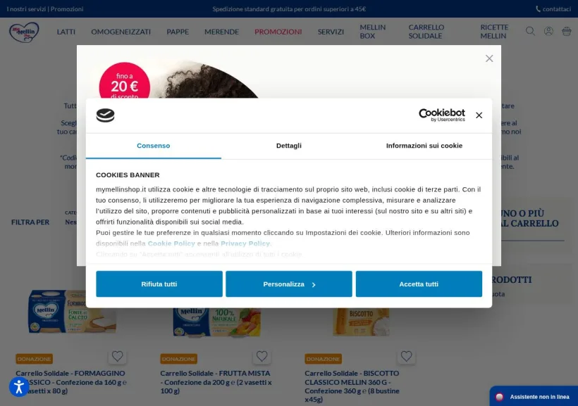 Schermata della pagina offerta di My Mellin shop