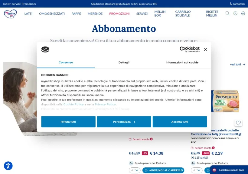 Schermata della pagina offerta di My Mellin shop
