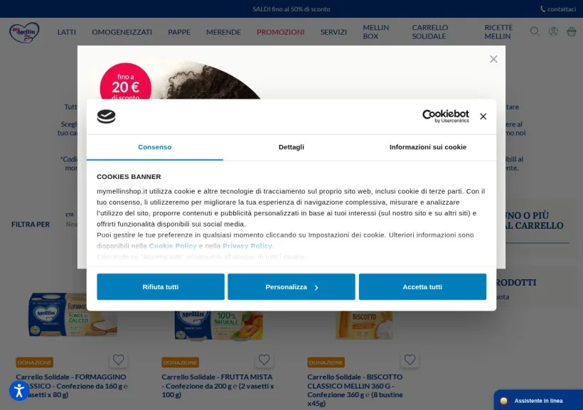 Schermata della pagina offerta di My Mellin shop