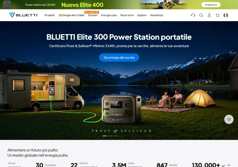 Schermata della pagina offerta di Bluetti