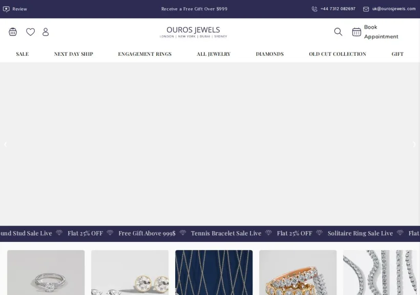Schermata della pagina offerta di Ouros Jewels