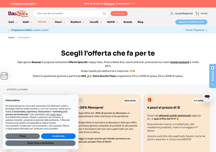 Schermata della pagina offerta di Bauzaar
