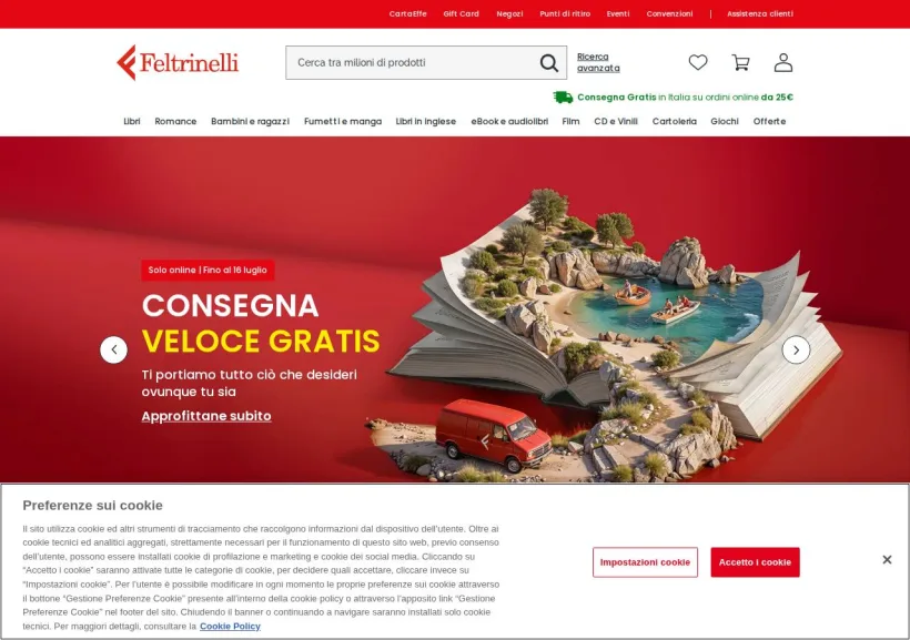 Schermata della pagina offerta di La Feltrinelli