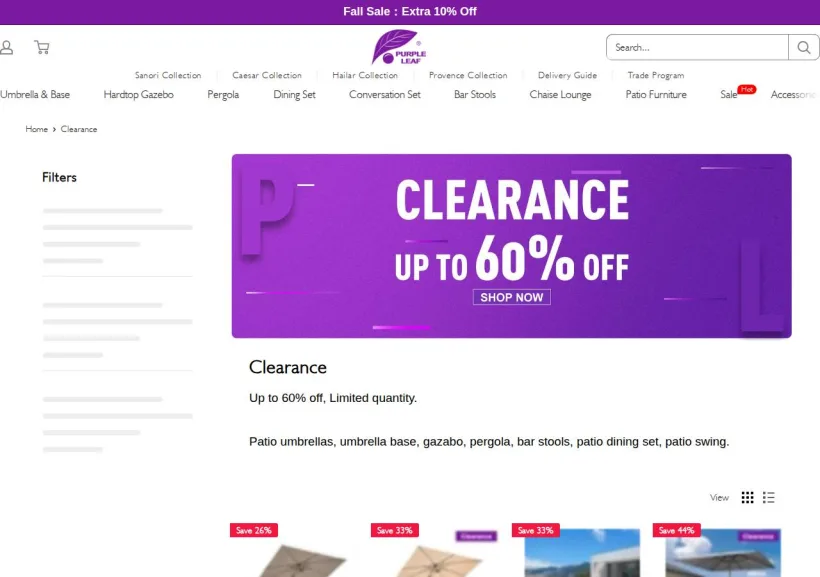 Schermata della pagina offerta di purpleleaf.it